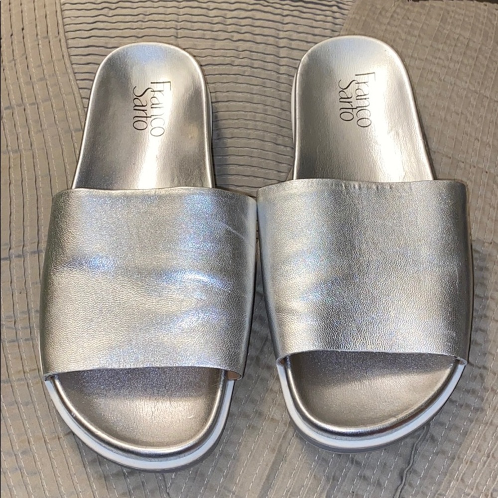 Franco sarto women’s silver slides sandals